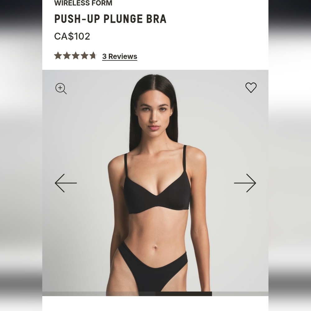 Skims | Wireless Form Push-Up Plunge Bra 32DD In Onyx